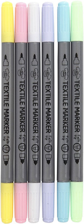 Creativ Company CC Textilmarker Pastell 6 Stück