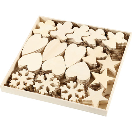Creativ Company Holzornamente Weihnachtsmotiv diverse, 90 Stk.