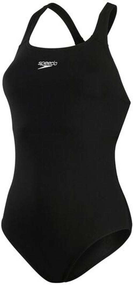 Speedo Endurance+ Kickback Sport-Badeanzug Damen – Badeanzug mit Bruststütze und hohem Rücken – chlorbeständiger und farbechter Badeanzug – schnell trocknender und formbeständiger Sport-Badeanzug – Schwarz – 40