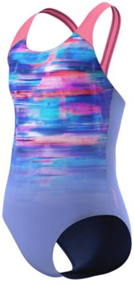 Speedo print splashback 1p meisjes - chloorbestendig badpak meisjes - kleurvast zwempak meisjes met print - sportbadpak meisjes met splashback-bandjes - paars roze - 152