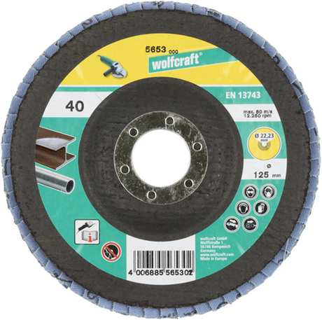 Wolfcraft Schleiffächerscheibe | ø125mm | 40 | 1 Stück - 5653000