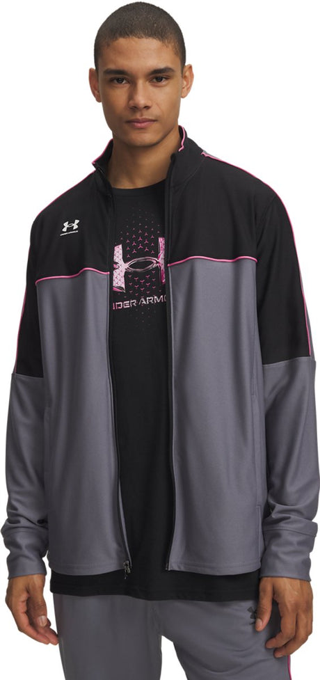 Under armour m challenger track jacket-gry heren sporttrui - titan grijs - zwart - wit