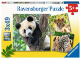 Ravensburger Puzzle Panda, Tiger und Löwe - Puzzle - 3x49 Teile