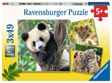 Ravensburger Puzzle Panda, Tiger und Löwe - Puzzle - 3x49 Teile