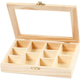 Creativ Company Holzkiste mit Glasdeckel und 10 Fächer