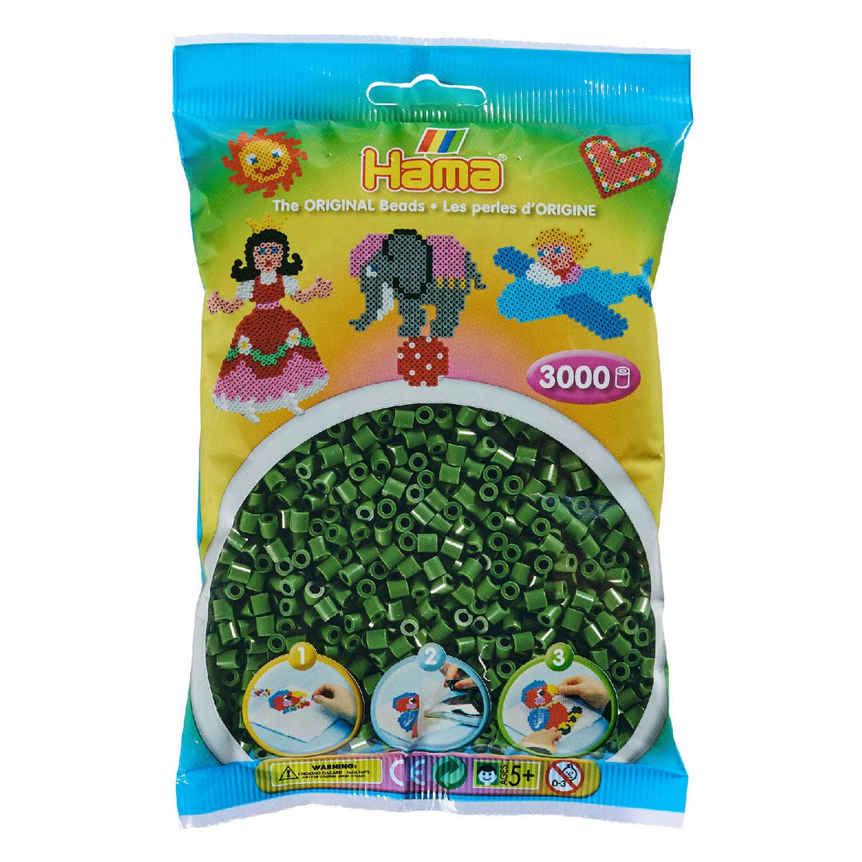 Hama Midi-Bügelperlen – Waldgrün, 3000 Stück.