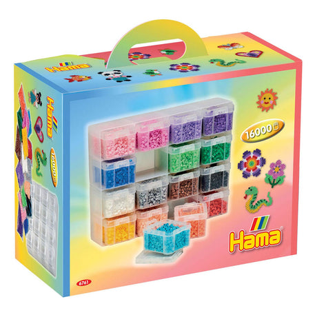 Hama Midi-Aufbewahrungsbox für Perlen zum Aufbügeln mit Perlen in 16 Farben