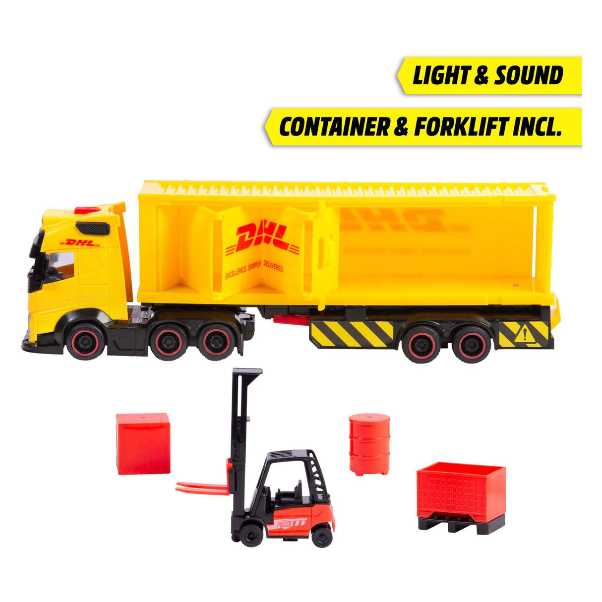 Dickie Toys LKW DHL mit Gabelstapler mit Licht und Ton | 2 Stk