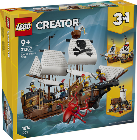Lego Creator 3in1 klassisches Piratenschiff, Piratenboot, Spielzeug für Kinder 31387