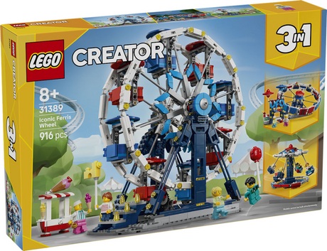 Lego Creator 3in1 klassisches Riesenrad, UFO-Fahrt und Whirligig-Spielzeug für Kinder 31389