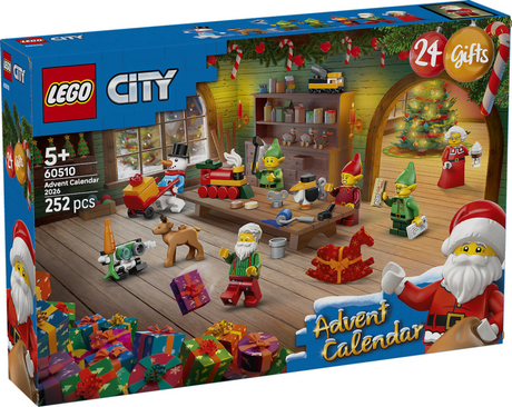 Lego city adventskalender 2026 werkplaats van de kerstman speelgoed voor kinderen - 60510