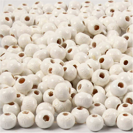 Creativ Company Holzperlen, D 5 mm, Lochgröße 1,5 mm, ca. 150 Stück, weiß, 6 g 1 Box