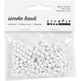 Creativ Company Holzperlen, D 5 mm, Lochgröße 1,5 mm, ca. 150 Stück, weiß, 6 g 1 Box