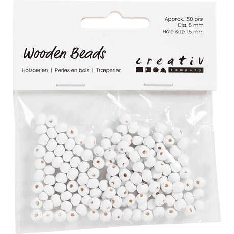 Creativ Company Holzperlen, D 5 mm, Lochgröße 1,5 mm, ca. 150 Stück, weiß, 6 g 1 Box