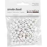 Creativ Company Holzperlen, D 8 mm, Lochgröße 2 mm, ca. 80 Stück, weiß, 15 g 1 Box