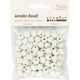 Creativ Company Holzperlen, D 10 mm, Lochgröße 3 mm, ca. 70 Stück, weiß, 20 g 1 Box