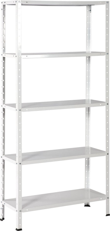 Avasco opbergrek - 300 kg draagkracht - 170 cm hoog - 73 cm breed – 5 verstelbare legborden - metaal - wit