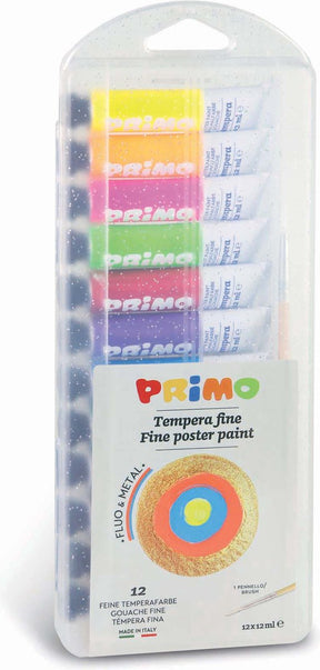 Primo - Gouache Metall+Fluo in Tube (12x12ml) im Karton