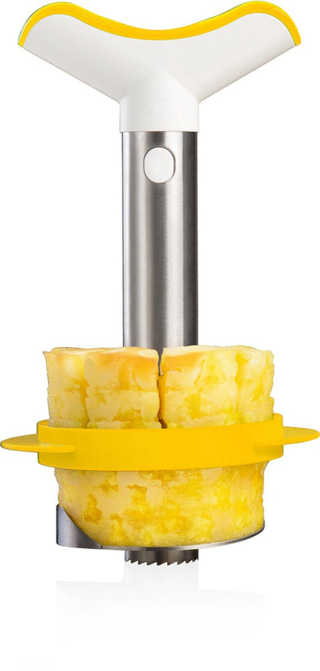 Vacuvin Vacu Vin Ananasschneider Deluxe – Ananasschäler, -entkerner und -schneider – Edelstahl – inklusive Keilschneider