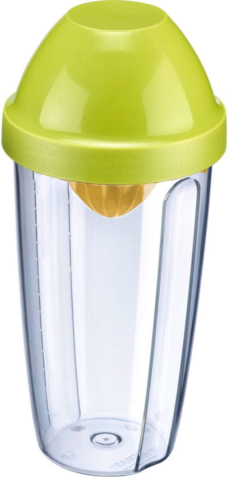 Westmark Mixbecher-Shaker mit Zitruspresse und abnehmbarer Mixscheibe, Fassungsvermögen: 0,5 l, Höhe: 18,7 cm, Kunststoff, BPA-frei, Drücken + Schütteln, Farbe: transparent grün gelb, 30792270