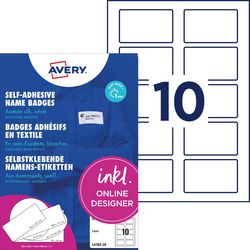 Avery Badge-Etikett, 50 x 80 mm, NP, 20 Blatt, 10 Etiketten pro Blatt, weiß, AV-L4785-20