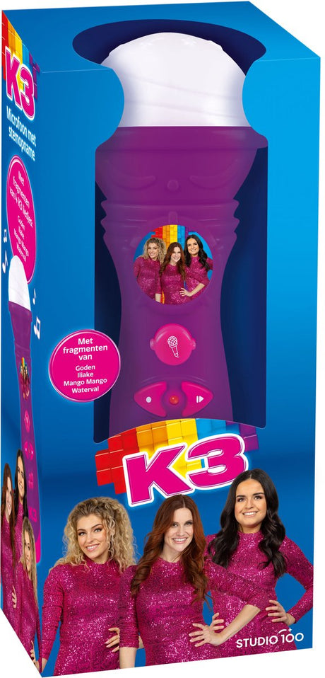 K3 - speelgoedmicrofoon - microfoon met stemopname - met fragmenten van 4 liedjes - opname tot 60 seconden - inclusief kleurrijke lichtjes - paars