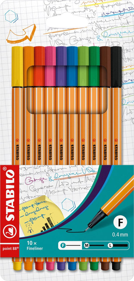 Stabilo 10 Fineliner 0,4 mm Spitze 88