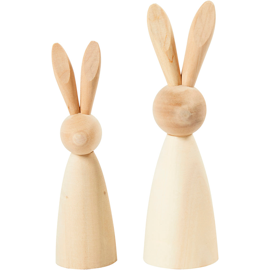 Creativ Company Holzhasen, H: 12+14 cm, T: 3,5+4 cm, 2 Stück 1 Box