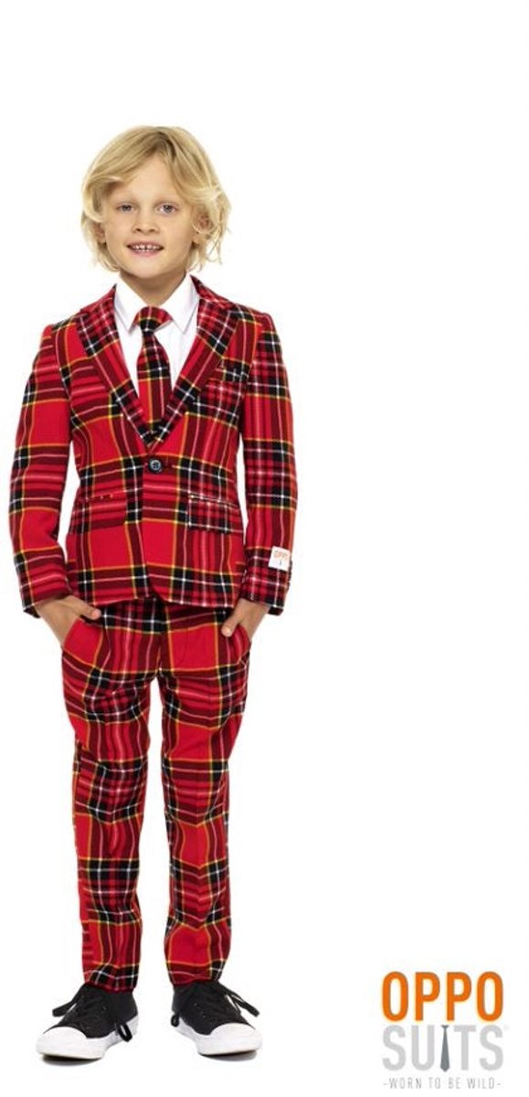 Opposuits the lumberjack - jongens kostuum - rood - kerst - maat 110 116