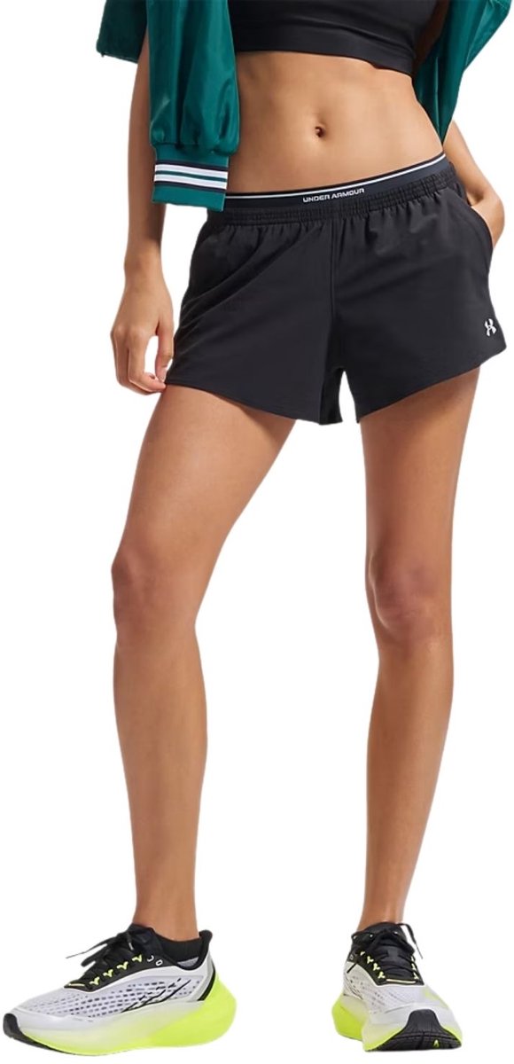 Under armour ua vanish woven 3in shorts-blk dames sportbroek - ultimate zwart - mod grijs l