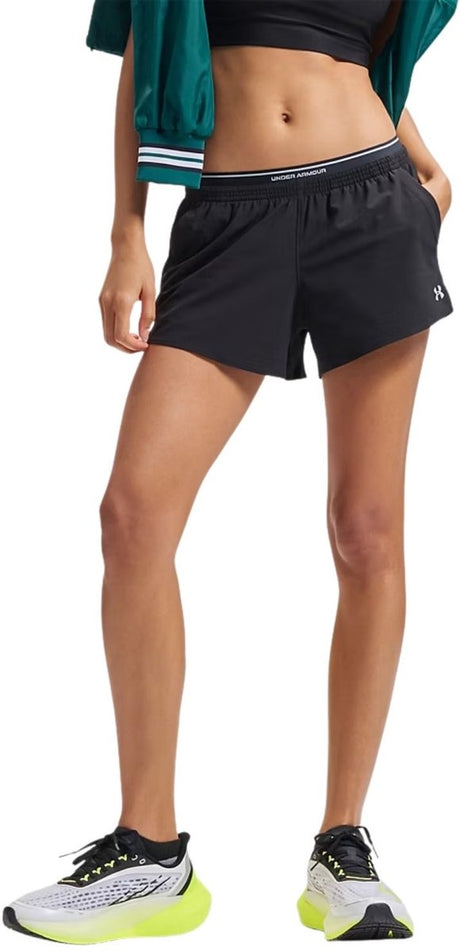 Under armour ua vanish woven 3in shorts-blk dames sportbroek - ultimate zwart - mod grijs