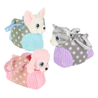 Pluchiez pluche hond poes in tasje 3 assorti | 3 stuks