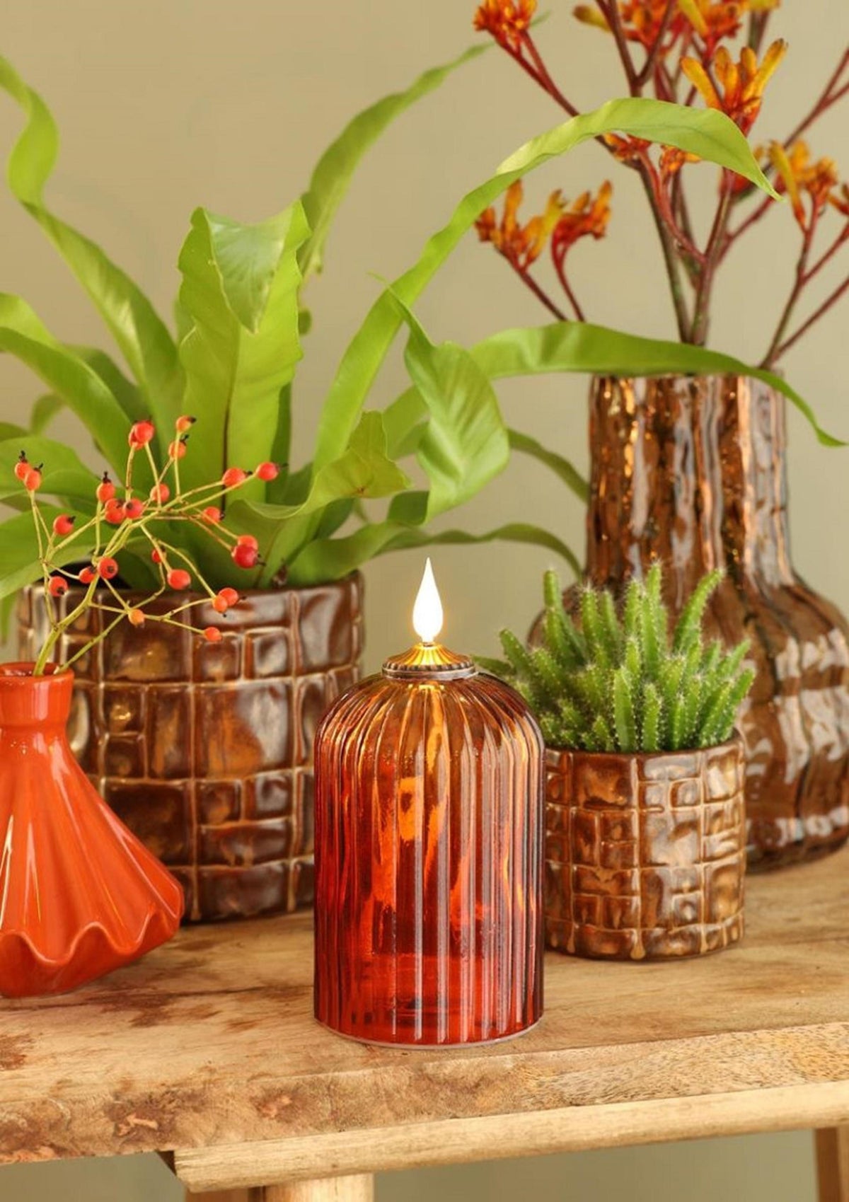 Ideas 4 seasons led kaars tracy ø7,7 x15 cm burgundy met timer