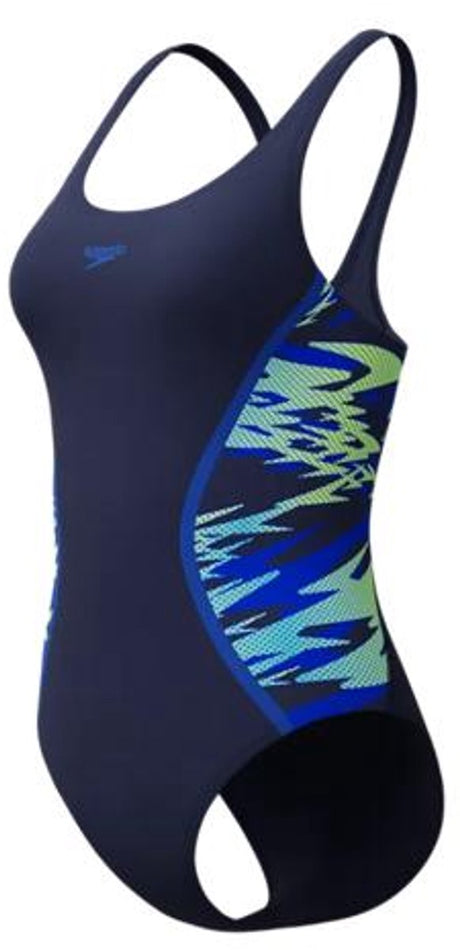 Speedo Hyperboom Muscleback Damen-Sport-Badeanzug – farbechter Damen-Badeanzug – chlorbeständiger Damen-Badeanzug – Damen-Sport-Badeanzug mit Muscleback-Rücken – Marineblau – 40