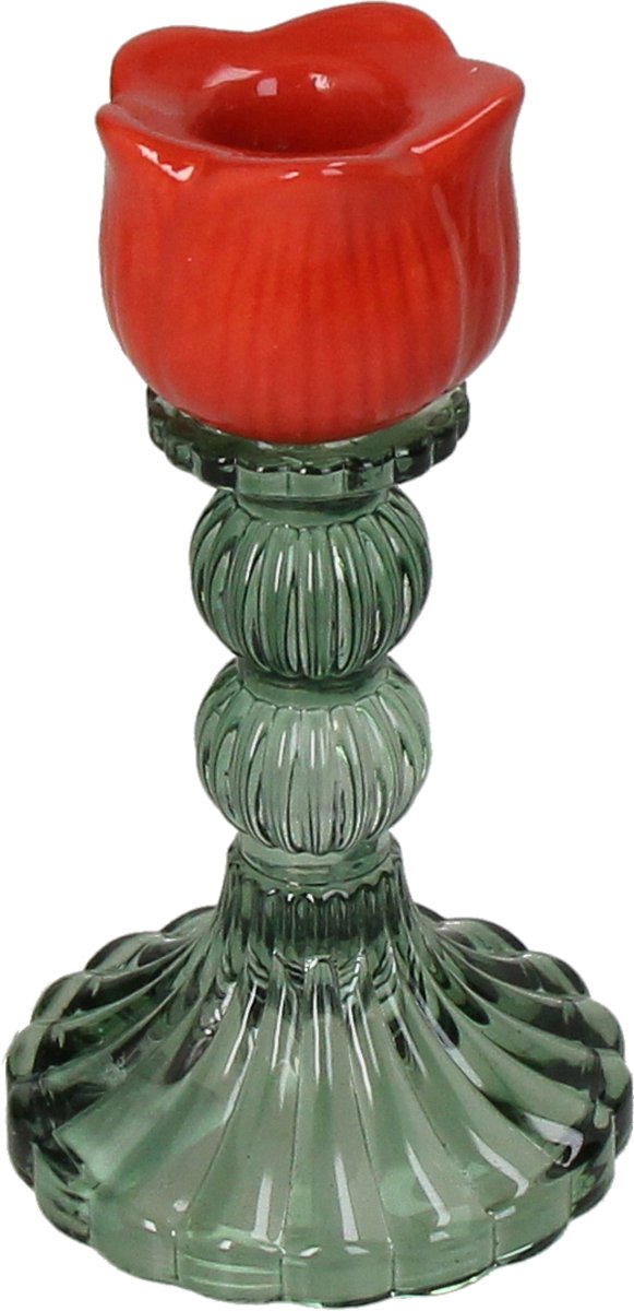Hd collection kandelaar tulp glas 8x8x14,5cm
