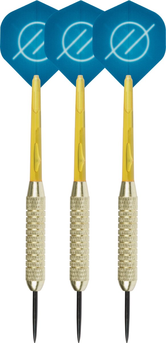 Faver dartpijlenset compleet - reserve shafts - brass coated - blauw - 20 gram