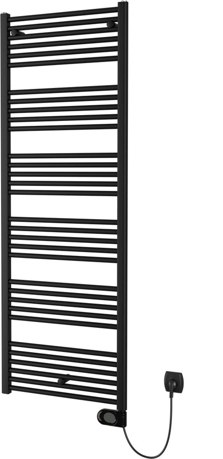 Plieger Elba Elektro-Handtuchheizkörper – Handtuchwärmer – mit Uhrenthermostat – 170,2 cm x 60 cm – 900 Watt – mattschwarz