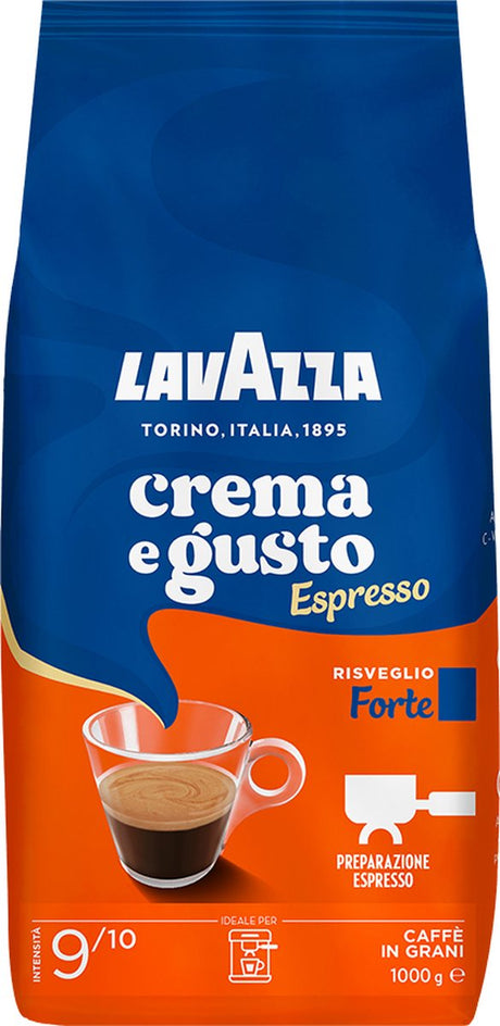 Lavazza Crema e Gusto Forte Kaffeebohnen – Kaffeemischung aus Robusta- und Arabica-Bohnen – Intensität 9 10 – 1 kg