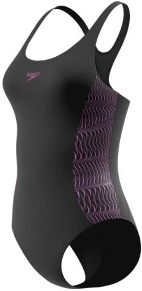 Speedo placement muscleback 1p dames - sportbadpak dames met medalist-rug - badpak dames met vormvaste pasvorm - zwempak dames volwassenen - zwart roze - 36