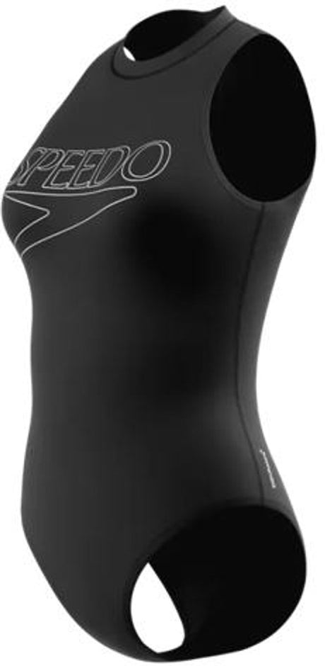 Speedo Endurance+ Logo Hydrasuit 1-teiliger Damen Sport-Badeanzug – Farbechter Badeanzug Damen – Chlorbeständiger Badeanzug Damen – Sport-Badeanzug Damen mit Reißverschluss – Schwarz und Weiß – 36