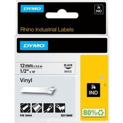 Dymo-Klebeband, farbiges Vinyl-Nashorn, 12 mm x 5,5 m, Schwarz und Weiß