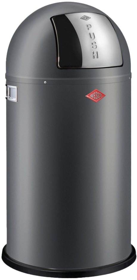 Wesco Pushboy Abfallbehälter | 50 Liter | Metall - Graphit matt | Mülleimer - hergestellt in Deutschland