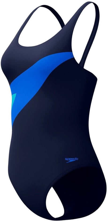 Speedo Hyperboom Butterfly Back Damen-Sport-Badeanzug – farbechter Damen-Badeanzug – chlorbeständiger Damen-Badeanzug – Damen-Sport-Badeanzug mit Butterfly-Rücken – Marineblau Marineblau – 38