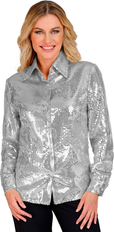 Widmann Paillettenbluse Silber Glanz Frau L XL