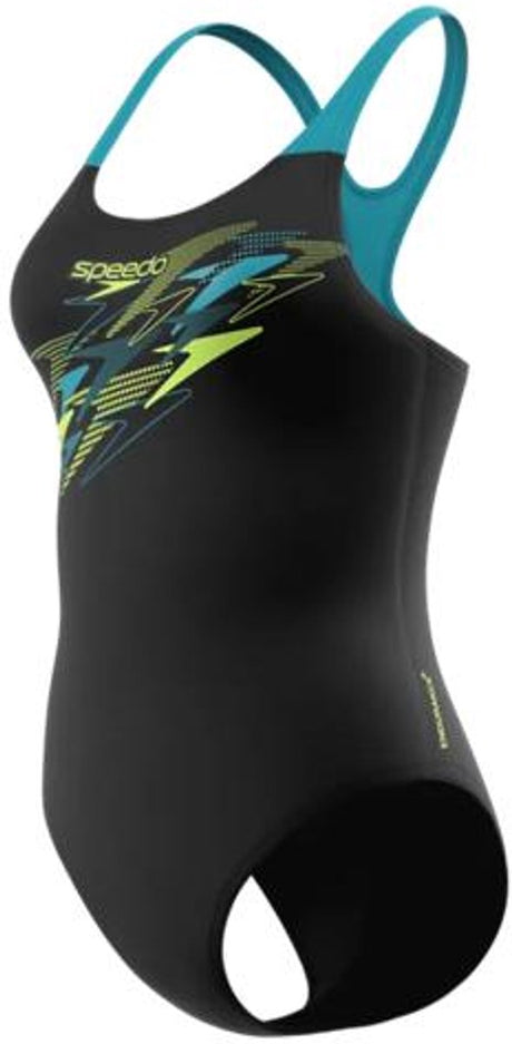 Speedo medley logo medalist 1p dames - chloorbestendig sportbadpak dames - kleurvast badpak dames - zwempak dames met medalist-rug - zwart groen - 44