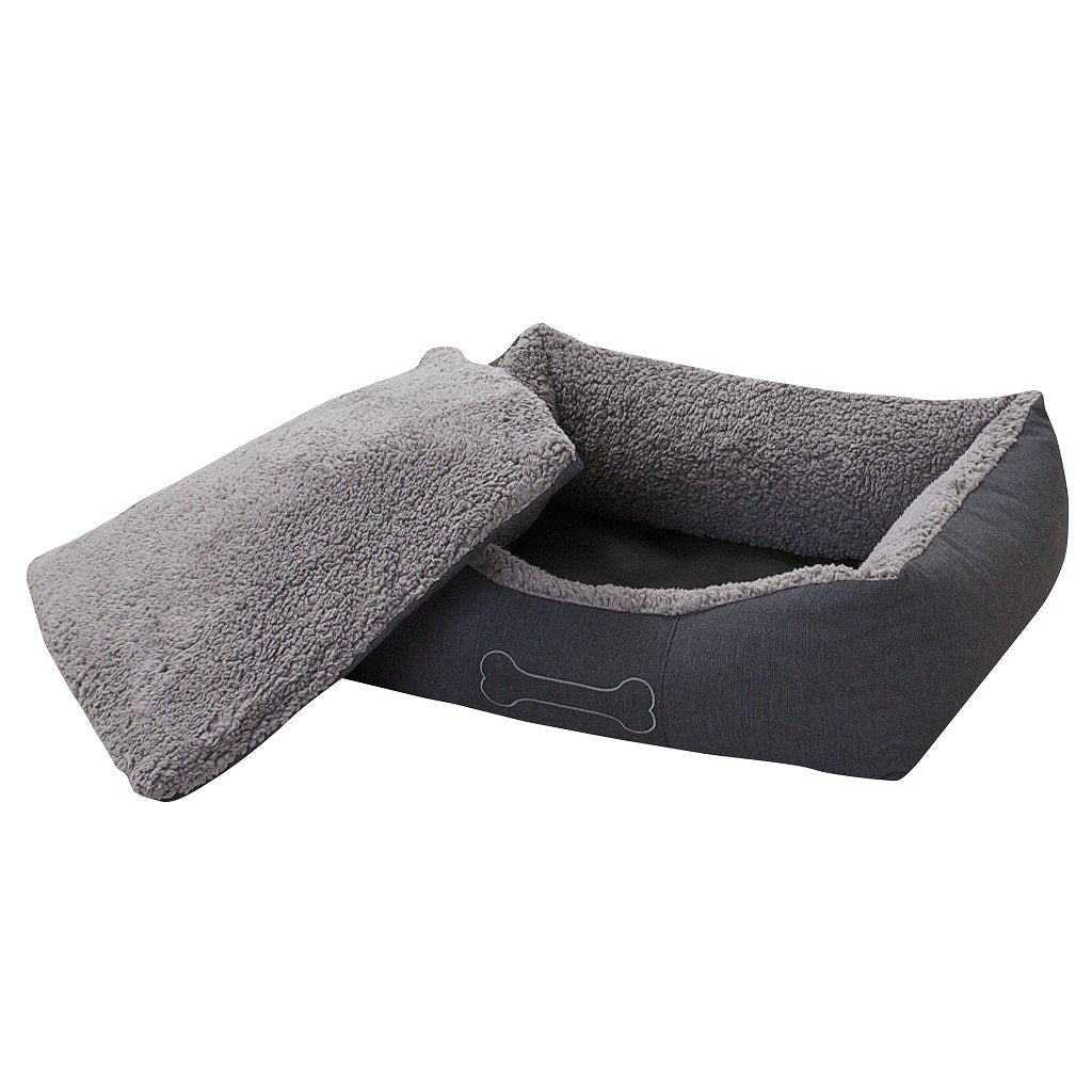 Sun Garden Luxus-Hundebett Lucky + Kissen 80x70x20cm grau