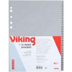 Tabbladen viking pp a4 120micron grijs 1-31 11-gaats