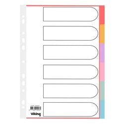 Beschrijfbare gekleurde tabbladen vk 28392 manillakarton a4 6tabs
