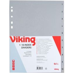 Tabbladen viking pp a4 120micron grijs 1-10 11 gaten