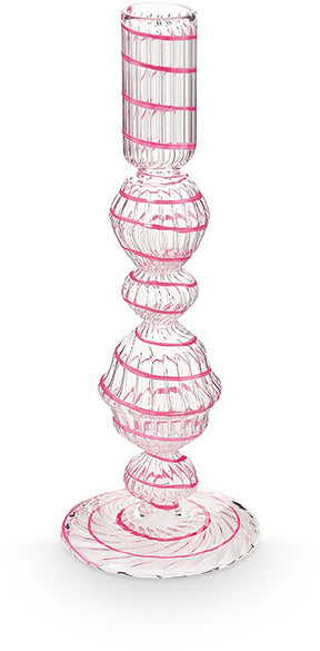 Pip studio - kandelaar - woonaccessoires - roze kaarsenhouder - glas swirl - 22cm